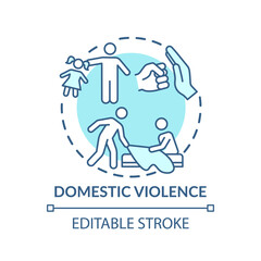 Domestic violence concept icon. Domestically violent relationship idea thin line illustration. Physical and psychological injuries. Vector isolated outline RGB color drawing. Editable stroke
