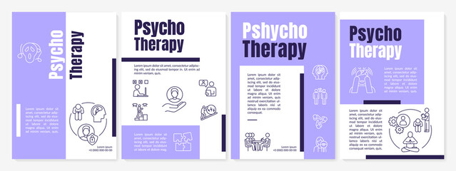 Psychotherapy brochure template. Professional psychoanalysis service flyer, booklet, leaflet print, cover design with linear icons. Vector layouts for magazines, annual reports, advertising posters