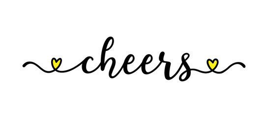 Hand sketched Cheers word as banner. Lettering for poster, label, sticker, flyer, header, card, advertisement, announcement..