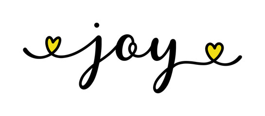 Hand sketched JOY word as banner. Lettering for poster, label, sticker, flyer, header, card, advertisement, announcement..