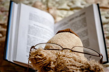 glasses on book