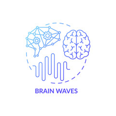 Brain waves blue gradient concept icon. Clinical screening. Cerebral study. Neurology test. Medical examination idea thin line illustration. Vector isolated outline RGB color drawing