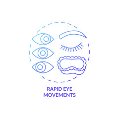 Rapid eyes movement blue gradient concept icon. Sleeping cycle. Dreaming phase while asleep. Rest pattern. REM stage idea thin line illustration. Vector isolated outline RGB color drawing