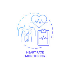 Heart rate monitoring blue gradient concept icon. Technology for cardiac screening. EEG study. Medical examination idea thin line illustration. Vector isolated outline RGB color drawing