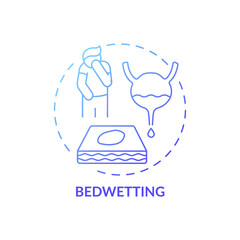 Bedwetting blue gradient concept icon. Trouble with bladder control in adults. Healthcare problem. Sleep disorder idea thin line illustration. Vector isolated outline RGB color drawing