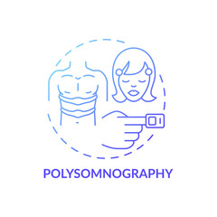Polysomnography blue gradient concept icon. Daytime nap study. Monitoring device. Sleep disorder test. Healthcare examination idea thin line illustration. Vector isolated outline RGB color drawing