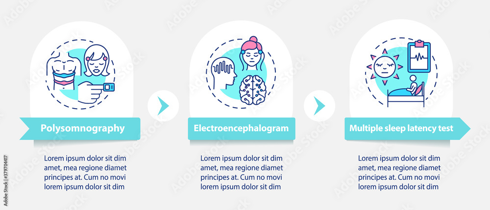 Poster multiple sleep latency test vector infographic template. healthcare presentation design elements. da