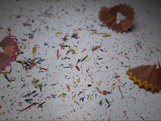 colorful pencil sharp garbage stock