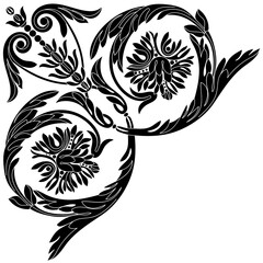 vintage baroque ornament, corner. Retro pattern antique style acanthus. Decorative design element filigree calligraphy vector