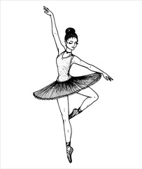 Ballet dancer sketch illustration. Ballerina vector illustration. Hand drawn. © vidimages