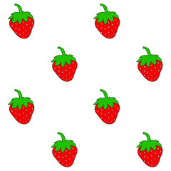 Pattern with strawberries on white background