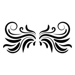 Black abstract curly element for design, swirl, curl. Divider, frame isolated on white background. Vector illustration.