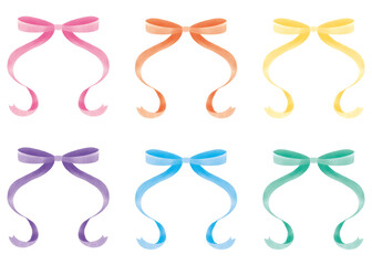 カラフルなリボンのイラストセット