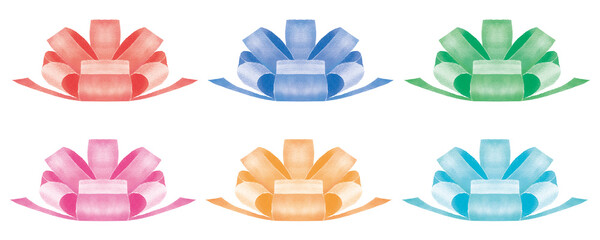 真横から見たリボンのイラストセット