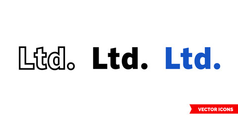 Ltd icon of 3 types color, black and white, outline. Isolated vector sign symbol.