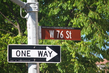 West 76th Street historic sign in collegiate district