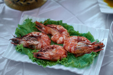 Spicy roasted shrimp. Asian Traditional Foods 