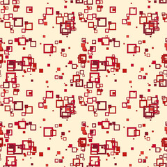 Messy seamless abstract background with thin line squares. Infinity geometric pattern. Random geo shapes textile, fabric. Vector illustration.