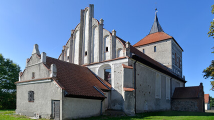 built in 1639, the Catholic Church of the Holy Cross in Szestno in Warmia and Masuria in Poland