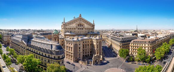 panoramic view at central paris, france - obrazy, fototapety, plakaty