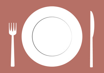 Plate with fork and knife background