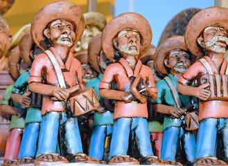Clay dolls depicting typical musicians of the Brazil’s northeastern, Aracajú Market Place. Nov...