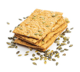 The  crispy bread with pumpkin seeds. Knackebrot