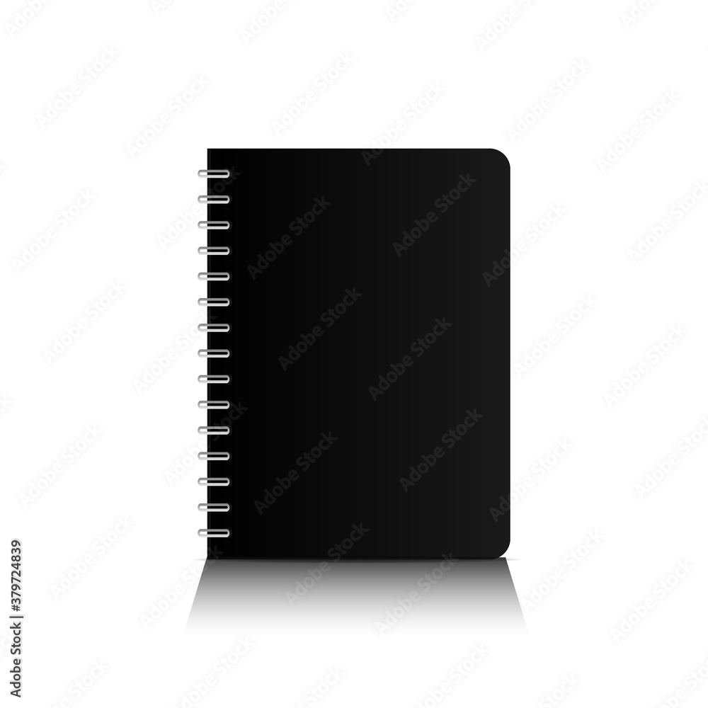 Poster blank and empty of black notebook mockup design template