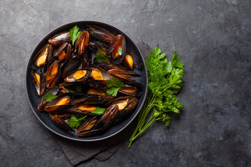 Traditional seafood mussels
