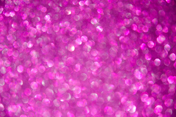 Soft purple defocused glitter lights background. Rounded defocused lights. Abstract bokeh background with copy space and text place