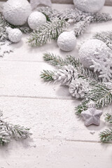 Fototapeta na wymiar Christmas decoration with balls and snowflakes