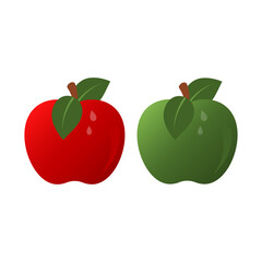 Red and green apple icon. Vector illustration isolated.