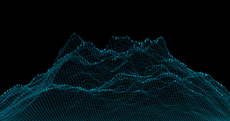 Render with hologram of mountain landscape