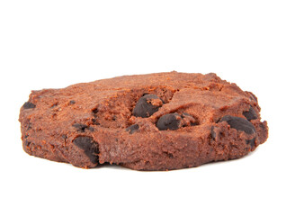 Brown american cookies with chocolate drops tasty bakery isolated on the white