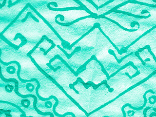 Victorian Style. Green Ethnic Leaf Pattern. 