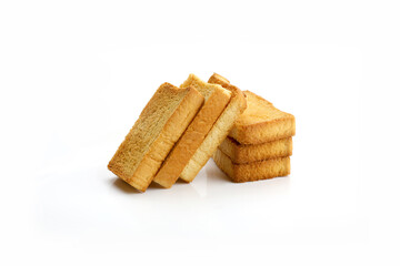 Delicious rusk toast in white background