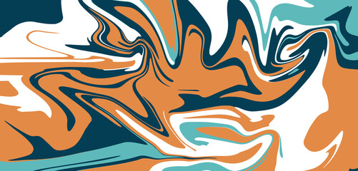 liquid marble of color, orange, light blue, blue and white, concept art advertising campaign copy...