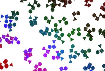 Light Multicolor, Rainbow vector backdrop with lines, circles, rhombus.