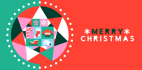 Merry Christmas banner of geometric xmas star icon