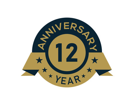 12th year anniversary emblem logo design template Vector Image