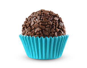 Brazilian traditional sweet isolated on white background. Handmade "Brigadeiro"