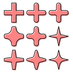 Set of red cross vector icons