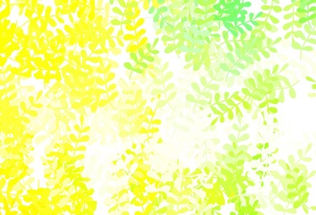 Light Green, Red vector doodle pattern with leaves.