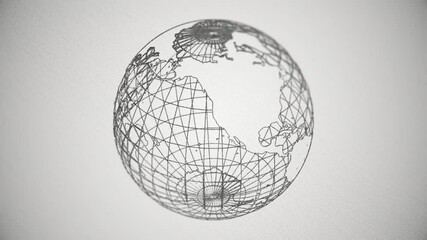 Abstract background with animation of blueprint drawing earth globes. Animation of seamless loop.