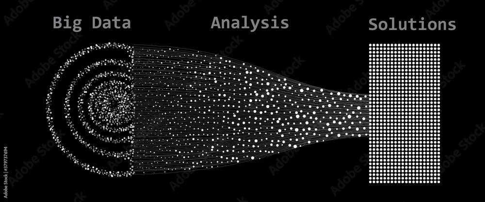 Fototapete big data visualization with dots and lines.
