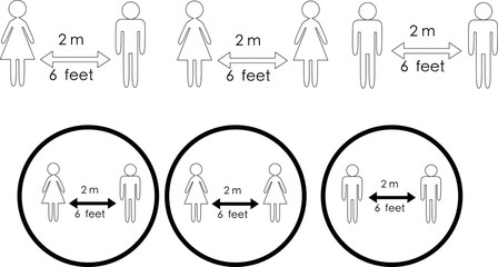 Social distance. Set of vector icons.