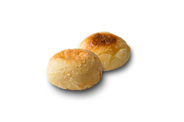 Traditional Brazilian Snack Cheese Bread isolated on white background