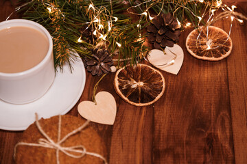 cup of coffee with christmas decoration
