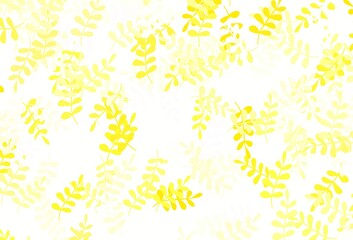Light Yellow vector doodle background with leaves.