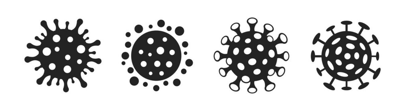 Set of coronavirus or flu virus vector icons isolated on a white background.